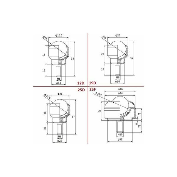 2 stk Nylon Kulelager Ruller for Transmisjonssystem, Kraftsystem (CY-25D, M8 Hankontakt)
