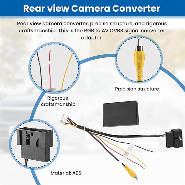 RGB til (RCA) AV CVBS Signal Konverter Dekoderboks Adapter for Fabrikk Bakkamera Golf 6 CC