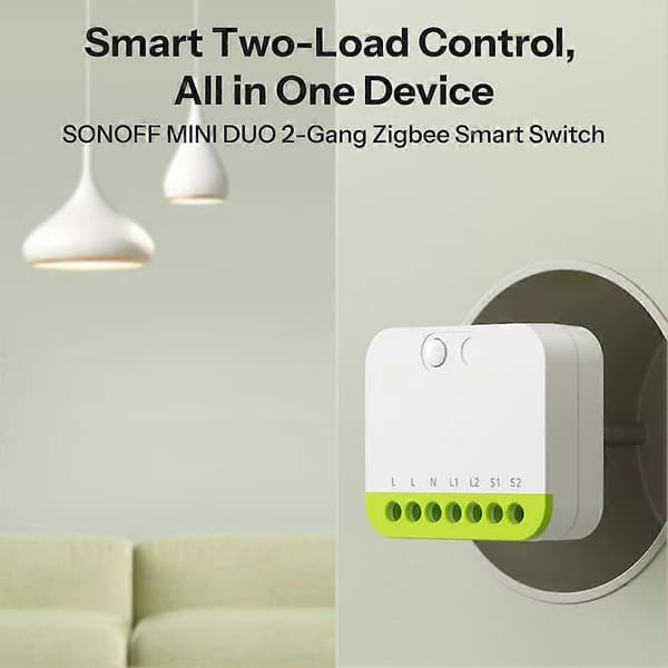 EWelink Zigbee MINI DUO Smart Dual-Channel Switch Module Dobbeltbelastningskontrol Understøtter Ekstern Afbryder Kræver Zigbee Hub