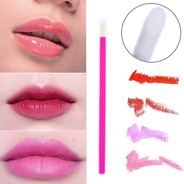 Lip Brushes, 200 Black Lip Brushes, Makeup Brushes, Lip Gloss Applicators, Application Tools, Makeup and Beauty Tool Kit. Rose Red
