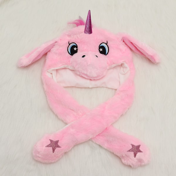 Bunny-hauska ilmeinen plussi-pääpanta, hattu liikkuvilla korvilla, monivärinen sidottu pupukorvahattu. Pink unicorn 2