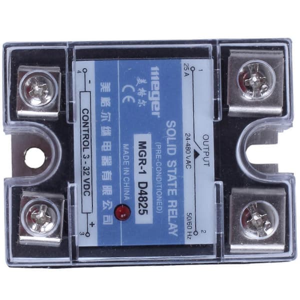 8X MGR-1 D4825 Enkeltfaset Solid State Relæ SSR 25A DC 3-32 V AC 24-480 V Black & blue