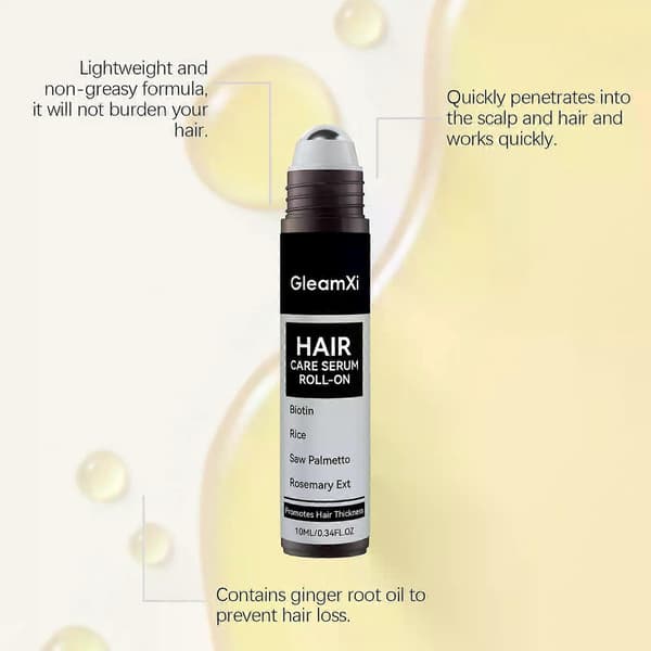 Avancerad Hårväxtserum Rollerball, Innehållande Rosmarin, Risvatten, Biotin Och Sågpalmetto, Minskar Håravfall Och Stöder Hårväxt För Båda 3PCS