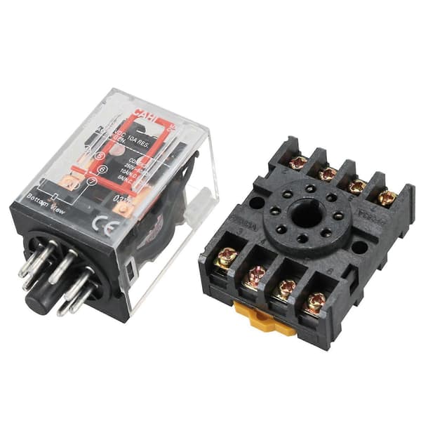 3X MK2P-I Klar Skal DPDT AC220V Spole Strømrelæ Sokkel Base Black & transparent