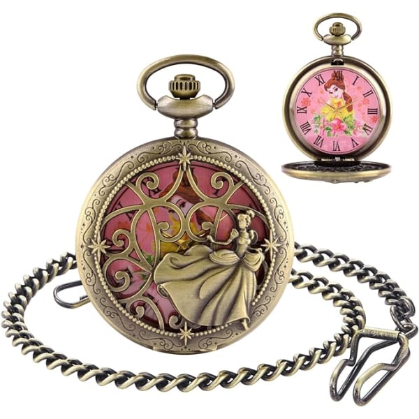 Alice in Wonderland Pocket Watch Themed Bronze Quartz Steampunk Pocket Watches Birthday Xmas Gift for Kids