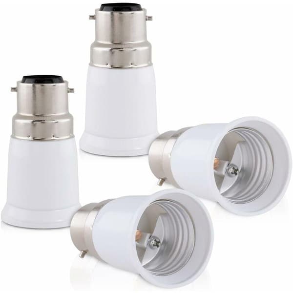 4x Fatningsadapter - B22 til E27 Fatningskonverter - Lampeholderadapter halogen LED-pære