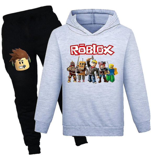 7-14 år Barn Tonåringar Roblox Pullover Huvtröjor Träningsbyxor Outfit Set Jogging Träningsoverall Tröja Set Presenter Grey 13-14Years