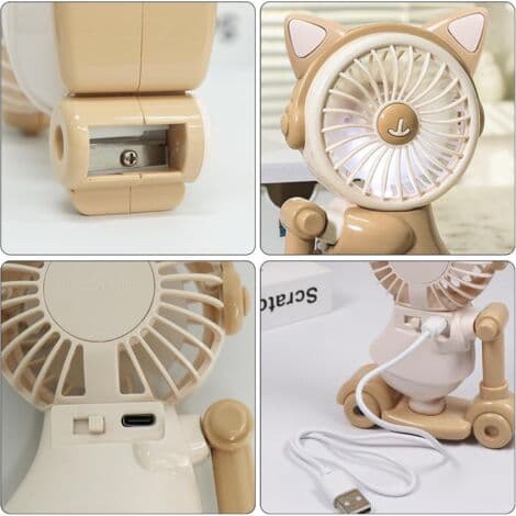 Lille bærbar ventilator, mini lommeventilator, USB genopladelig, med blyantspidserfunktion