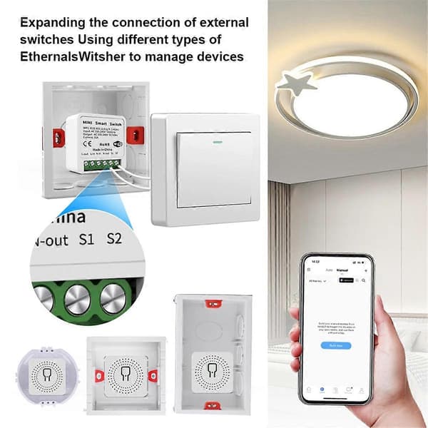 Smart WiFi Mini-kontrollbrytare för smart hem-automatisering