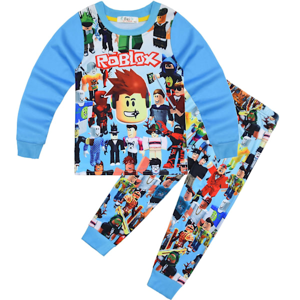 Roblox-peliasu, suuret lapset 120-170 cm, kotivälit, pitkähihainen, kaksiosainen pyjama blue 130cm