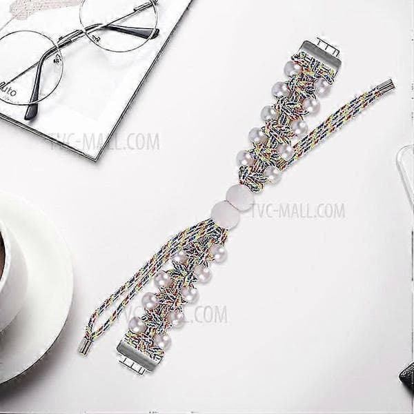 Justerbar nylonflettet erstatningsrem kompatibel med Fitbit Inspire 2 armbånd MultiColor