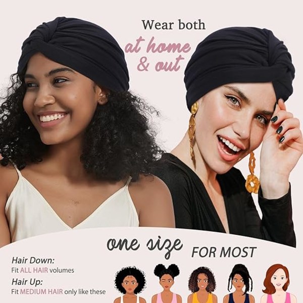 Satin Turban for kvinner Silk Bonnet Satin Bonnet Sleep Cap for Cur