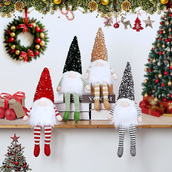 2024  Docka 30/45cm Elf Gnome Med Led-Ljus  Dekorationer För Hem Xmas Navidad Nyår 2024 Barnpresenter Long leg-Grey 45cm