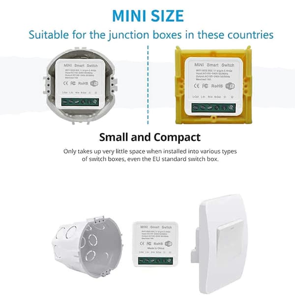 8X Mini Smart WiFi Relébryter, DIY Timer Lysbrytermodul Smart Life/Tuya-applikasjon, Trådløs Fjernkontroll