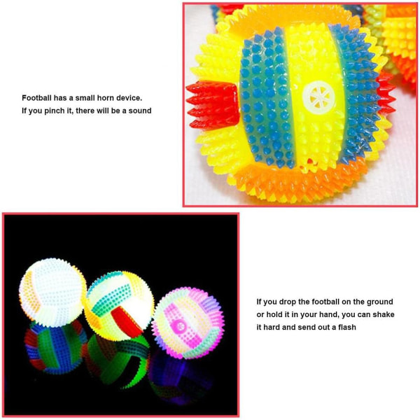 Spike Blinking Light Up Hoppeballer, Fidget Sensory Bouncy Spiky Ball Glød i mørket Blinkende stressavlastende massasjeballer 4 stk. 4pcs  - 6.5cm