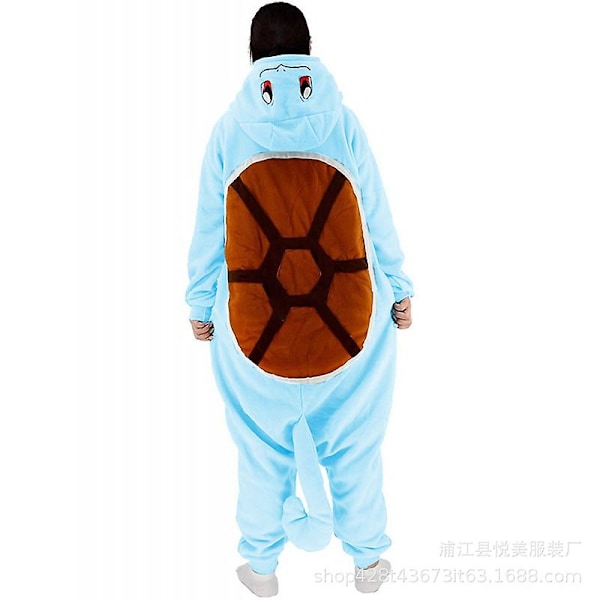 Cartoon En-delad Pyjamas Ljusblå Pokmon Squirtle Par Hemkläder Polar Fleece turtle S