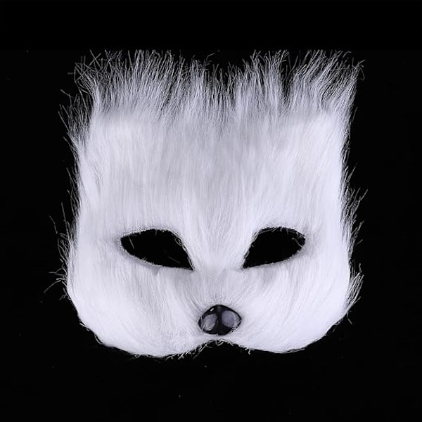 Furry fox mask white black cat mask halloween animal cosplay costume half face eye mask halloween party dress up photo props