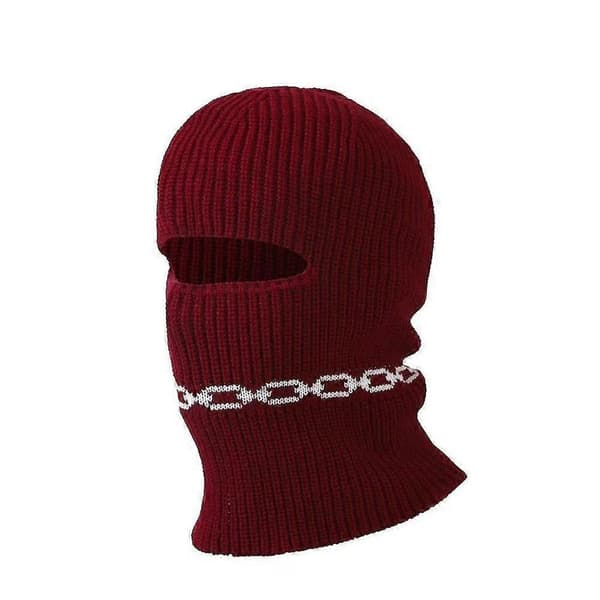 Varm Mössa Sportstickad Balaclava Unik Stickad Huvudbonad Red