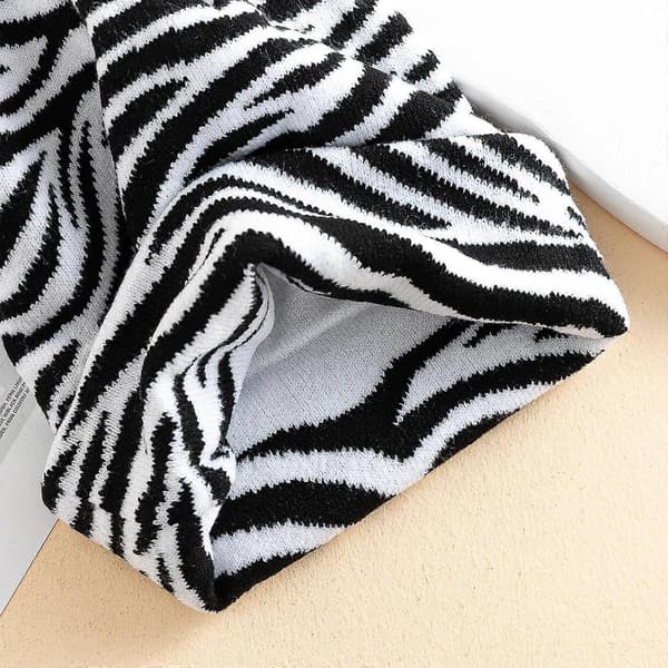 Gothic Stickad Mössa Halloween Ko Mönster Gepard Mönster Unisex Mössa Maskerad Stickade Mössor beige zebra