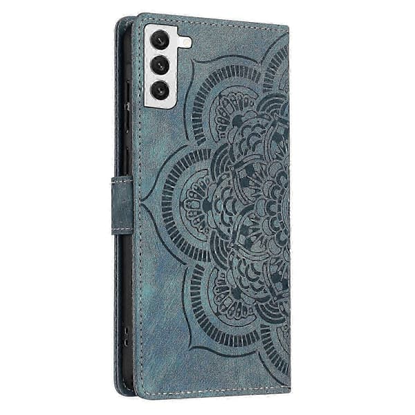 Mandala Emed Retro Frostat Läderfodral för Telefon Blue For Samsung Galaxy S21 FE 5G