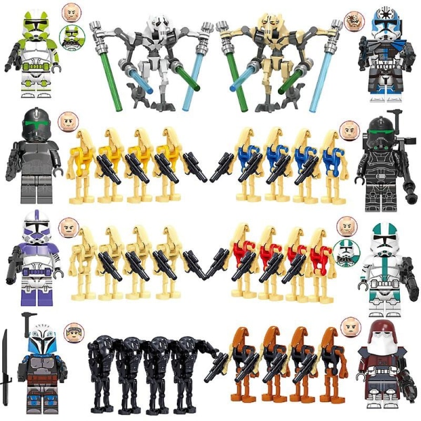 34-pack stridande soldater, generaler och droider med vapen Minifigurset, Byggklossar Actionfigurer Leksak Barnpresent