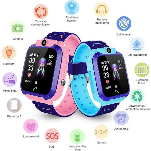Barn Tracker Smartklokke Telefon Alarm Kamera LBS GPS SOS Samtale Gutter Jenter Gave