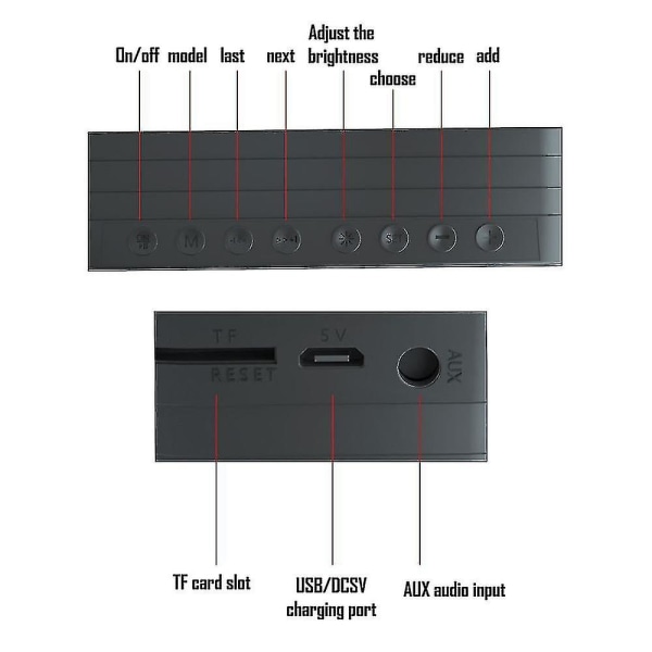 Väckarklocka för sovrum/kontor, digital klocka med Bluetooth högtalare, väckarklocka för tunga sovplatser black