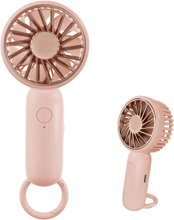 Jsdoin Mini Bærbar Ventilator, Kraftig Bordventilator med Strop (Pink)