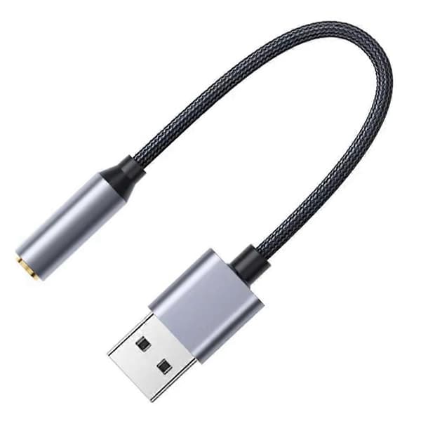 USB til 3,5 mm Jack Audio Adapter USB til Audio Jack Adapter Headset USB A til 3,5 mm Hun Eksternt Stereo Lydkort B Silver&gray