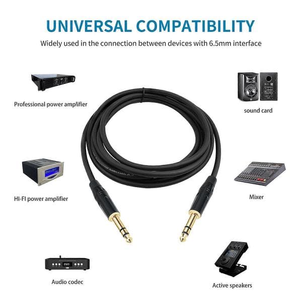 1/4 till 1/4 ljudkabel Gitarrkabel Instrumentkabel 6,35 mm monokontakter Obalanserade patchar Högtalarkabel för elgitarr 5m
