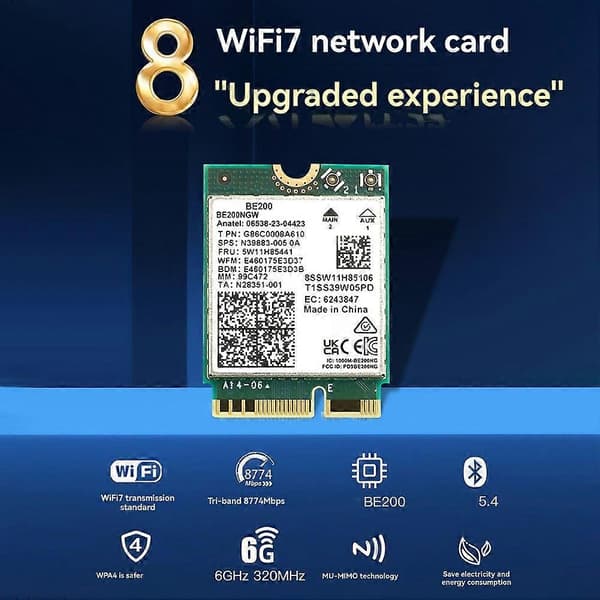 BE200 WiFi 7 -kortti + 10DBi-antenni Bluetooth 5.4 WiFi-sovitin