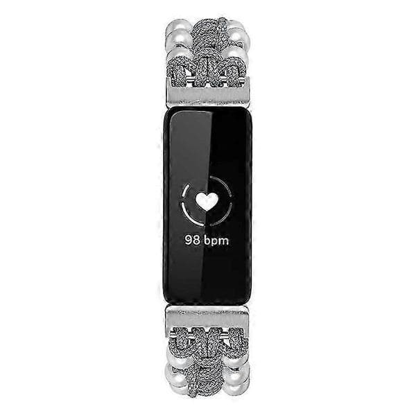 Justerbart flätat nylonband kompatibelt med Fitbit Inspire 2 armband Grey