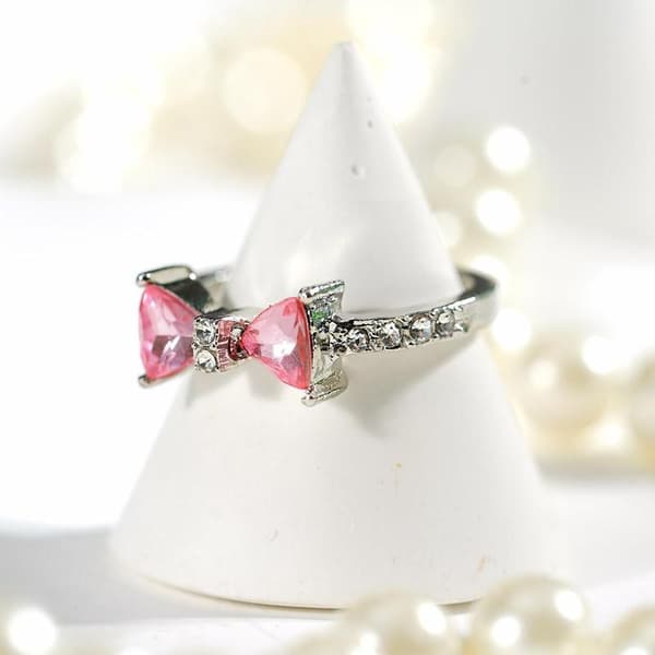 Rosa Krystal Zirkon Roset Justerbare Ringe Dame Mode Smykker Bryllup C5 O6N6