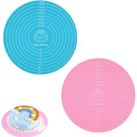 Bakematte, 30 cm silikon bakematte, med skala, sklisikker rund eltematte, til bursdag