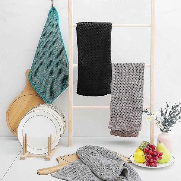 Sæt med 6 bløde og absorberende køkkenhåndklæder, holdbare rengøringsklude til hverdagsbrug Black 34*73cm