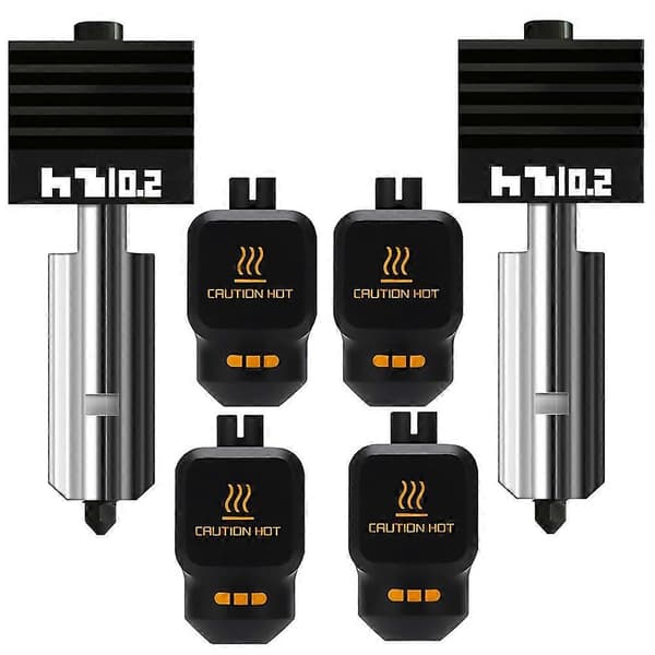2 stk 0,2 MM herdet ståldyse Hotend for Bambu Lab P2S/H2S/H2D/A1/A1 Mini skrivehode HotEnd med 2 stk silikonhylse