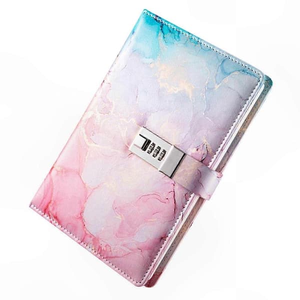 PU læder journal notesbog med lås til drenge personlig dagbog Pink