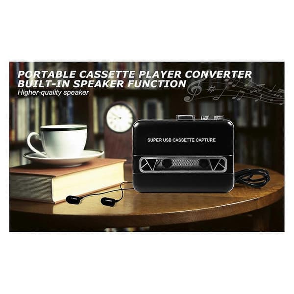 Opgrader USB-kassettebånd til pc Super USB-kassette-til-MP3-optagelse Audio Musikafspiller CD-konverter Noir