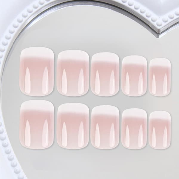 24-delt fransk manicure sæt, til korte og firkantede negle