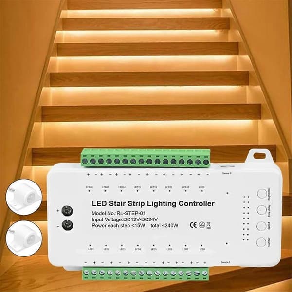 16-kanals LED-trappbelysningskontroller utan fjärrkontroll