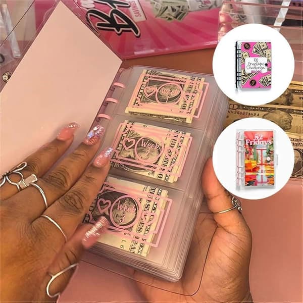 100 Konvolutter A5 Pengebesparende Budget Binder, Sparemåls Binder med Kontantkonvolutter, Budgettering, Pengebesparende Bog Style B