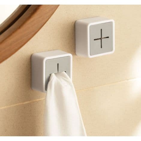 Sett med 2 selvklebende badehåndkleklemmer (grå), ABS håndkleholder