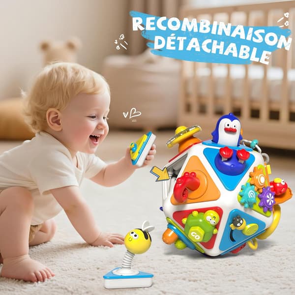 20-i-1 Babyaktivitetskube, Multifunksjonelt Aktivitetsbrett for Småbarn