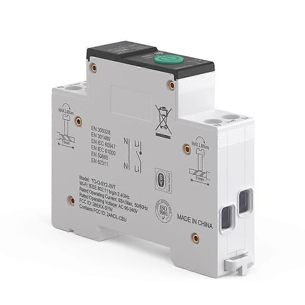 WiFi/ZigBee MCB Smart Strömbrytare Överström Underspänningsskydd Energimätning 1-63A Fjärrkontrollbrytare White