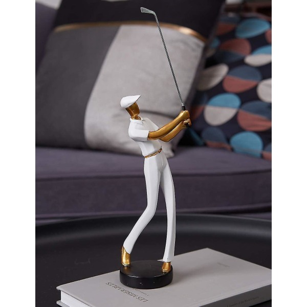 Amoy-art Golfspiller Statue Figur Golf Skulptur Dekor Moderne Interiør Stue Kunst Gave Harpiks Hvid 24cmhsektion A