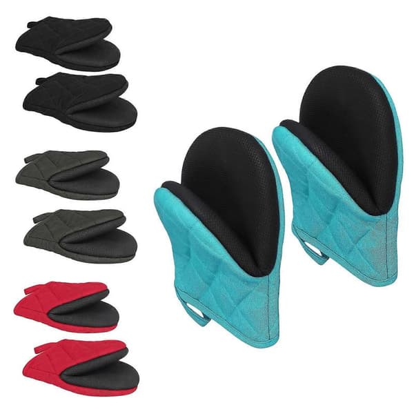 Effektive varmebestandige kokkehansker, maskinvaskbare, overdimensjonert design for camping, grilling og baking, rød Blue