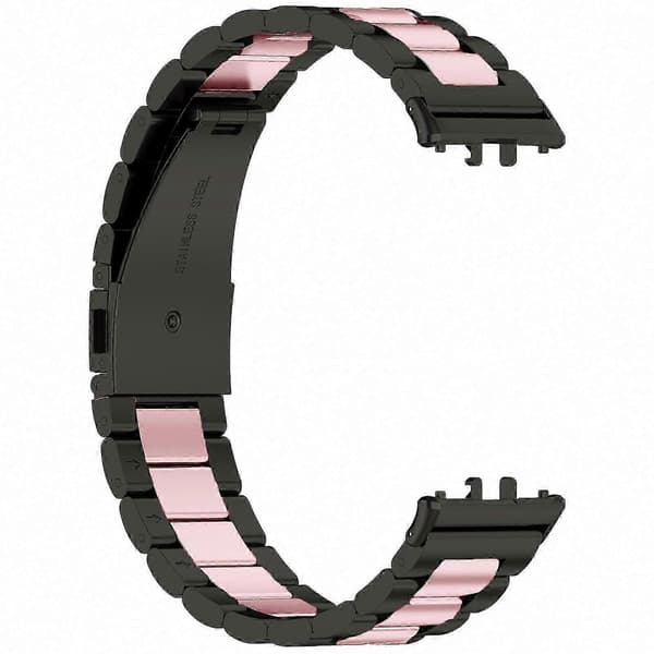 Galaxy Fit 3 Urrem i Rustfrit Stål Metal Erstatningsrem Black Pink