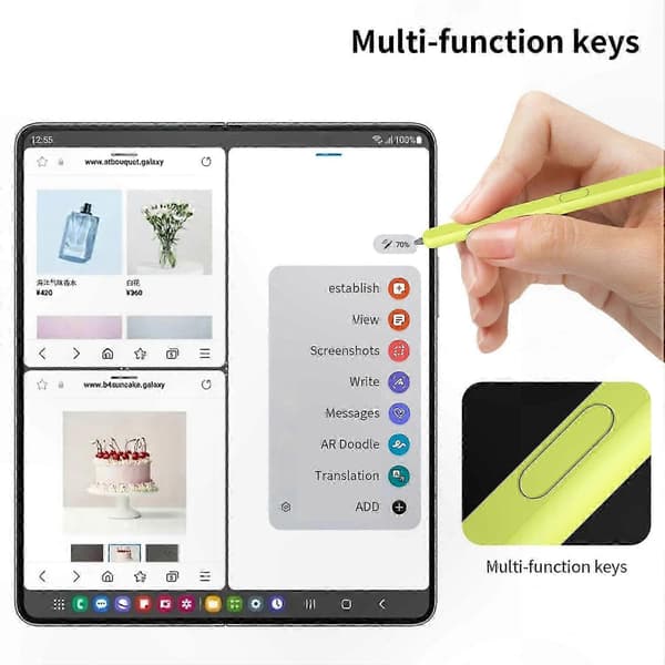 Stylus-kompatibel foldbar telefon med 5G-netværksunderstøttelse Multicolor Style C