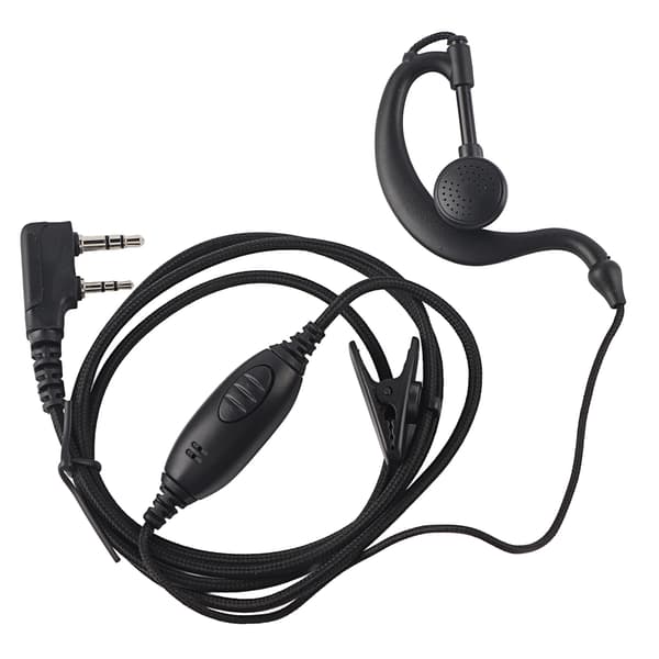 K-hoved Radio Transceiver Headset Øretelefon (med PTT-knap, Sort)
