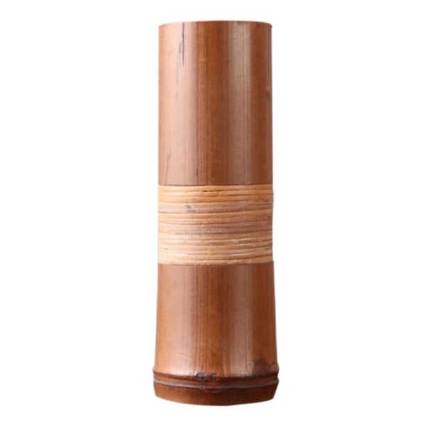 Vintage stil bambu vas Bordsskiva växt Bonsai Blomma Dekorativ vas med trä bricka Heminredningstillbehör 2